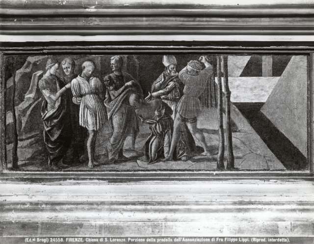 Brogi — Firenze. Chiesa di S. Lorenzo. Porzione della predella dell'Annunciazione di Fra Filippo Lippi. — insieme